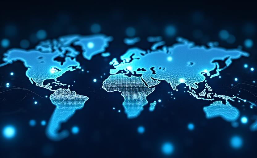 Abstract representation of global digital currency movements