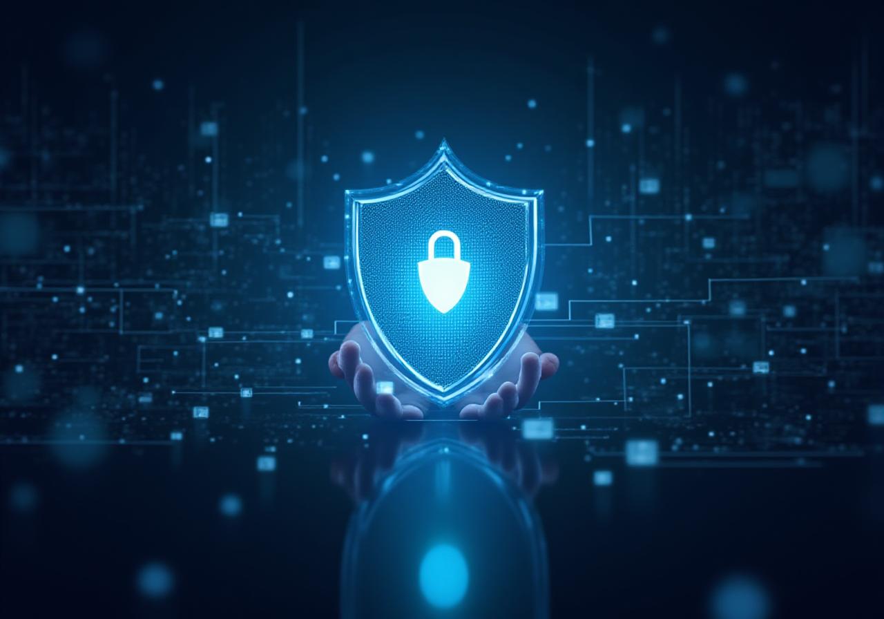 Secure data encryption and financial protection concept