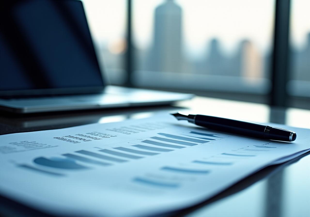 Professional tax consultants desk with financial charts